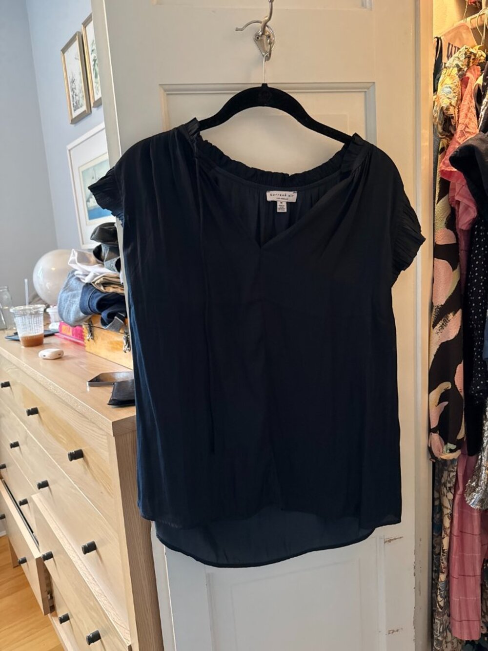 Current Air Black Sleeveless Ruffle Blouse, Size M